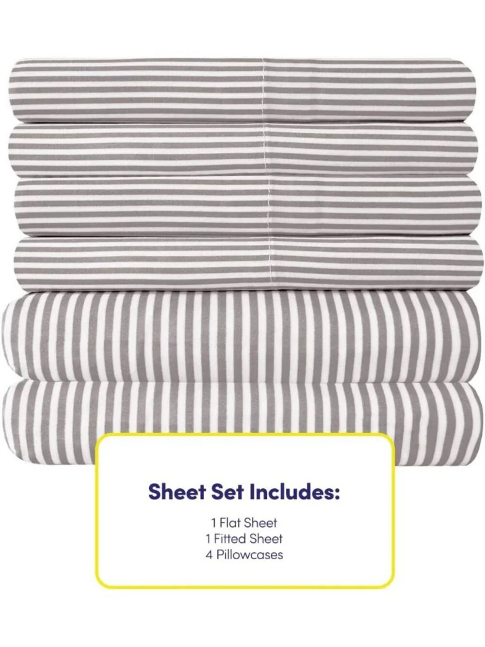 Queen Size Grey Stripe 6-Piece Microfiber Sheet Set with Deep Pockets & Extra